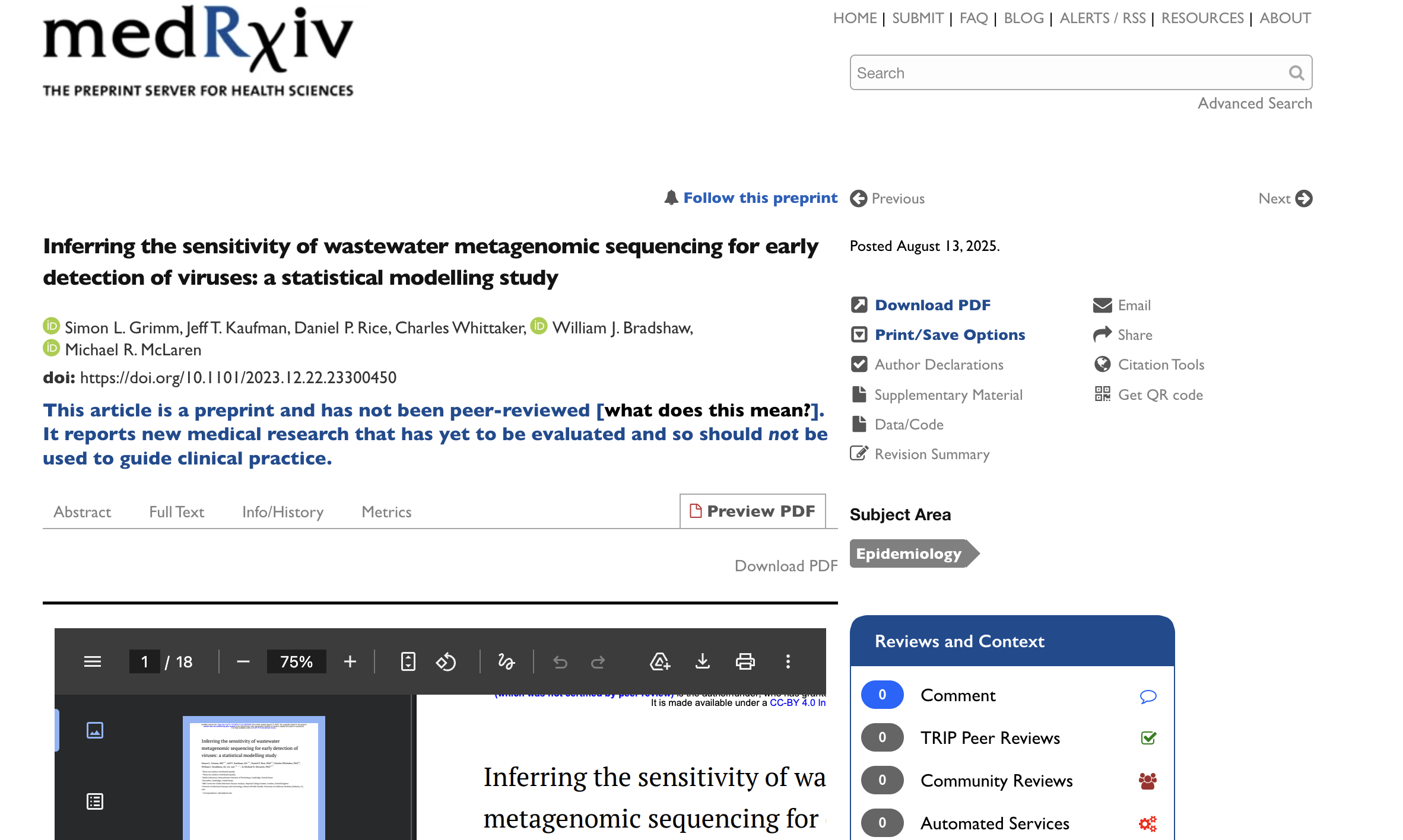 bioRxiv / medRxiv preprint serveriai