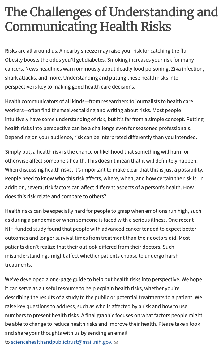 NIH: Making Sense of Your Health Risks (infografika)