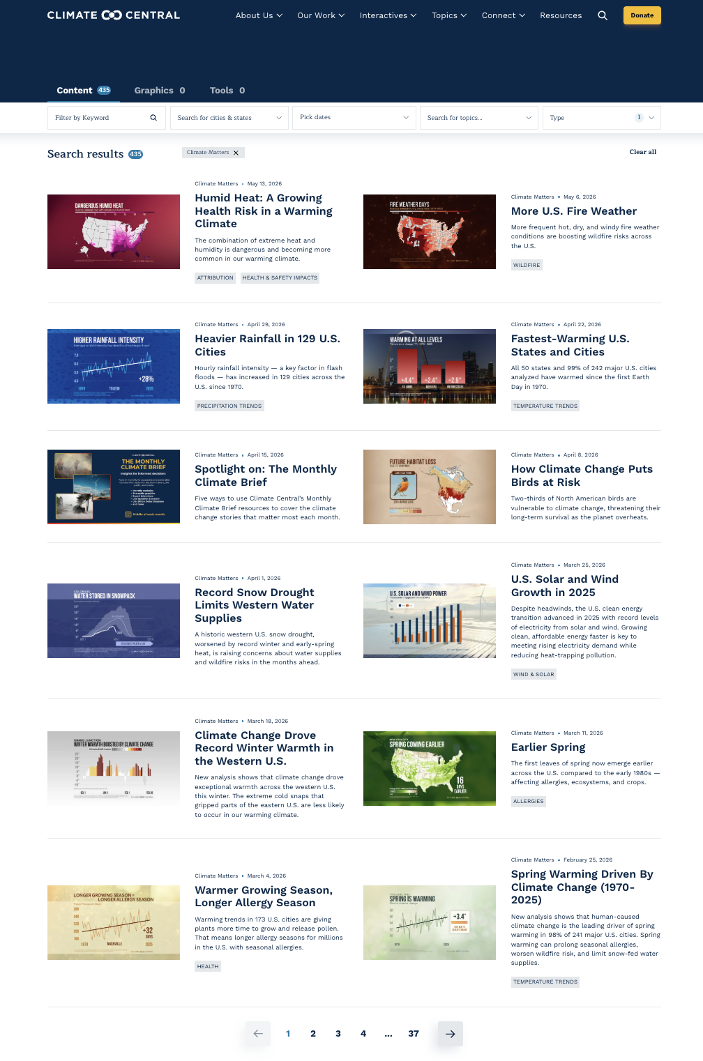 Climate Central: Climate Matters (infografikos žurnalistams)