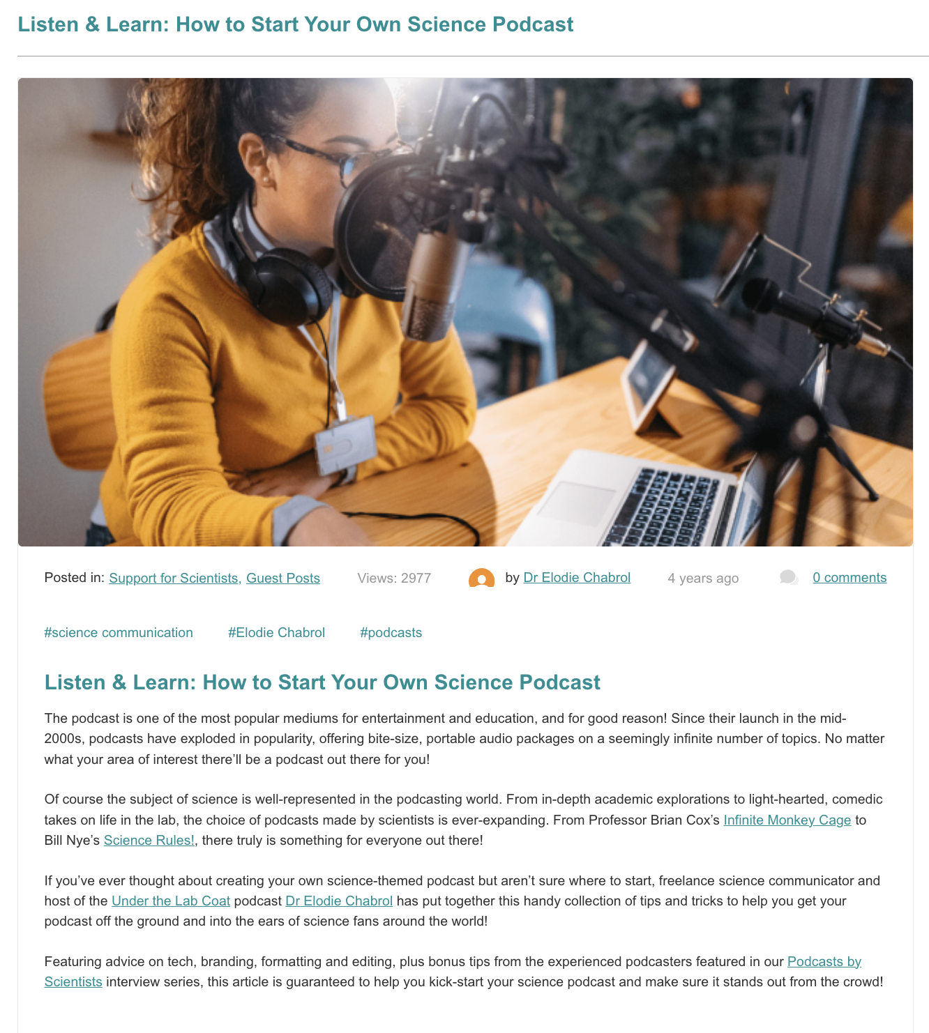 Hello Bio: 'How to Start Your Own Science Podcast'